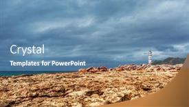  Presentation with sea weather - Slide deck with island-scenery-with-rocks background and a teal colored foreground