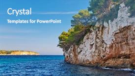  Presentation with sea and beach - Audience pleasing PPT theme consisting of island spain mediterranean sea balearic backdrop and a teal colored foreground