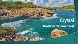  Presentation with sea and beach - Colorful PPT theme enhanced with island spain mediterranean sea balearic backdrop and a ocean colored foreground