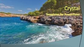  Presentation with sea and beach - Audience pleasing slide deck consisting of island spain mediterranean sea balearic backdrop and a tawny brown colored foreground