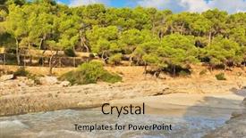  Presentation with sea and beach - PPT theme featuring island spain mediterranean sea balearic background and a coral colored foreground