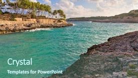  Presentation with sea and beach - Cool new PPT layouts with island spain mediterranean sea balearic backdrop and a ocean colored foreground