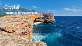  Presentation with deep blue - Beautiful PPT layouts featuring island spain mediterranean sea balearic backdrop and a teal colored foreground