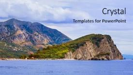  Presentation with island - Slide set with island st nicholas in budva background and a light blue colored foreground
