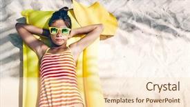  Presentation with tropical holiday - Colorful slide set enhanced with island summer holiday idyllic top backdrop and a lemonade colored foreground