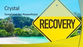  Presentation with recovery - Cool new PPT theme with island survival - recovery sign with beach background backdrop and a arctic colored foreground
