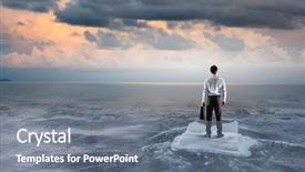  Presentation with survival - Presentation design with island survival - surfing sea on ice floe background and a gray colored foreground