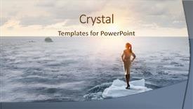  Presentation with surfing - Slide set with island survival - surfing sea on ice floe background and a lemonade colored foreground