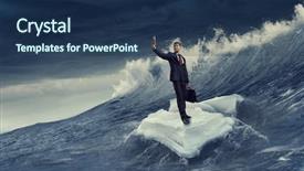  Presentation with survival - Audience pleasing slides consisting of island survival - surfing sea on ice floe backdrop and a ocean colored foreground