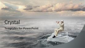  Presentation with survival - Audience pleasing presentation theme consisting of island survival - surfing sea on ice floe backdrop and a light gray colored foreground