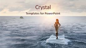  Presentation with survival - Beautiful presentation design featuring island survival - surfing sea on ice floe backdrop and a lemonade colored foreground