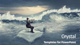  Presentation with survival - Audience pleasing presentation theme consisting of island survival - surfing sea on ice floe backdrop and a ocean colored foreground