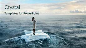  Presentation with survival - Beautiful slides featuring island survival - surfing sea on ice floe backdrop and a  colored foreground