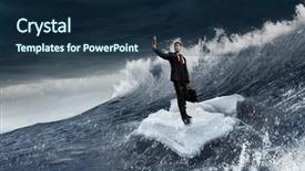  Presentation with survival - PPT theme featuring island survival - surfing sea on ice floe background and a navy blue colored foreground