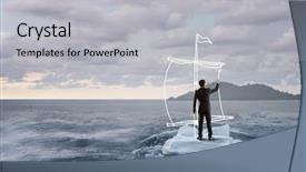  Presentation with survival - Slide deck with island survival - surfing sea on ice floe background and a light gray colored foreground