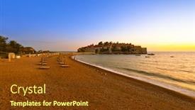 Presentation with island - Colorful PPT layouts enhanced with island-sveti-stefan-montenegro-architecture backdrop and a tawny brown colored foreground