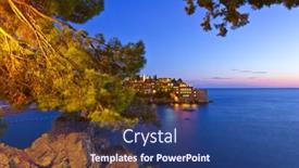  Presentation with island - Presentation theme featuring island-sveti-stefan-montenegro-architecture background and a ocean colored foreground
