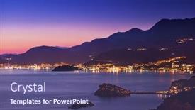  Presentation with island - PPT theme enhanced with island-sveti-stefan-montenegro-architecture background and a violet colored foreground