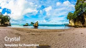  Presentation with pacific island - Cool new PPT theme with island the pacific ocean tide backdrop and a coral colored foreground