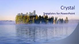  Presentation with fall morning - Beautiful PPT theme featuring island with pine trees backdrop and a sky blue colored foreground