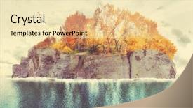  Presentation with vintage retro - Beautiful PPT theme featuring island with trees and birds backdrop and a lemonade colored foreground