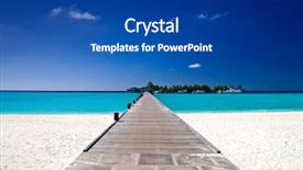  Presentation with turquoise and music watermark - Presentation theme consisting of islands bridge - footbridge over turquoise ocean background and a  colored foreground