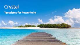  Presentation with horizon - PPT theme featuring islands bridge - horizon sea landscape background and a teal colored foreground