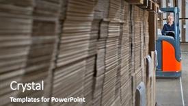  Presentation with truck driver - Colorful slide set enhanced with iso palets in a warehouse backdrop and a gray colored foreground