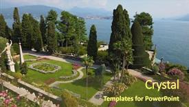  Presentation with image resolution - Beautiful presentation theme featuring isola bella northern italy lake backdrop and a tawny brown colored foreground