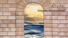  Presentation with paths - Slides featuring isolated arch with objects with clipping paths element of design background and a coral colored foreground