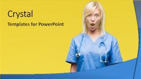 Presentation with doctor helps to get out of bed an elderly woman - Cool new PPT layouts with isolated background afraid and shock backdrop and a yellow colored foreground