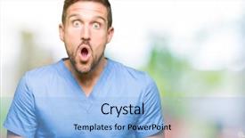  Presentation with facial pain medical man - Presentation design having isolated background afraid and shock background and a light blue colored foreground