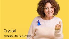  Presentation with blue ribbon - Presentation design consisting of changeable blue color ribbon awareness background and a yellow colored foreground