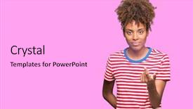  Presentation with beautiful young woman getting face - Colorful presentation enhanced with isolated background beckoning come here backdrop and a white colored foreground