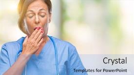  Presentation with teamwork nurse doctor - PPT layouts with isolated background bored yawning tired background and a light blue colored foreground