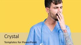  Presentation with hand surgeon - Slide deck featuring isolated background bored yawning tired background and a  colored foreground