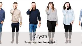  Presentation with people collage - Amazing slide deck having isolated background covering one eye backdrop and a light gray colored foreground