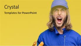  Presentation with long hair man - Audience pleasing presentation theme consisting of isolated background crazy and mad backdrop and a yellow colored foreground