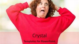  Presentation with woman hands open - PPT theme featuring isolated background crazy and scare background and a  colored foreground