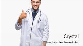  Presentation with man looking up happy - Presentation theme consisting of isolated background doing happy thumb background and a white colored foreground