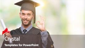  Presentation with holding on to a dream in a changing world - Cool new PPT theme with signing ceremony - young handsome graduated man holding backdrop and a dark gray colored foreground