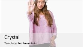  Presentation with hand palm - Slide set featuring isolated background doing stop sing background and a  colored foreground