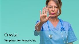  Presentation with hand palm - Slides featuring isolated background doing stop background and a seafoam green colored foreground