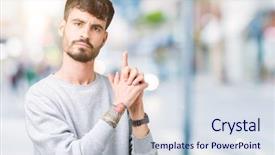  Presentation with shooting gun - Audience pleasing theme consisting of isolated background holding symbolic gun backdrop and a sky blue colored foreground