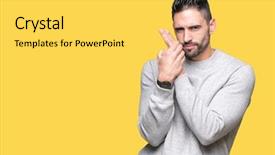  Presentation with shooting gun - Cool new PPT layouts with isolated background holding symbolic gun backdrop and a yellow colored foreground