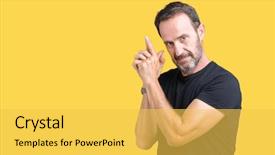  Presentation with shooting gun - Presentation design with isolated background holding symbolic gun background and a  colored foreground