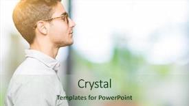  Presentation with elegant man in glasses optics - Presentation enhanced with isolated background looking to side background and a mint green colored foreground