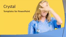  Presentation with medical hand - Audience pleasing PPT theme consisting of isolated background peeking in shock backdrop and a yellow colored foreground