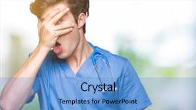  Presentation with medical hand - Presentation theme with isolated background peeking in shock background and a light blue colored foreground