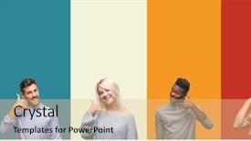  Presentation with collage of diversity people - PPT theme featuring isolated background smiling doing phone background and a lemonade colored foreground